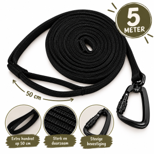 Trainingslijn 5 Meter | Anti-Slip Lange Lijn | Extra handvaten